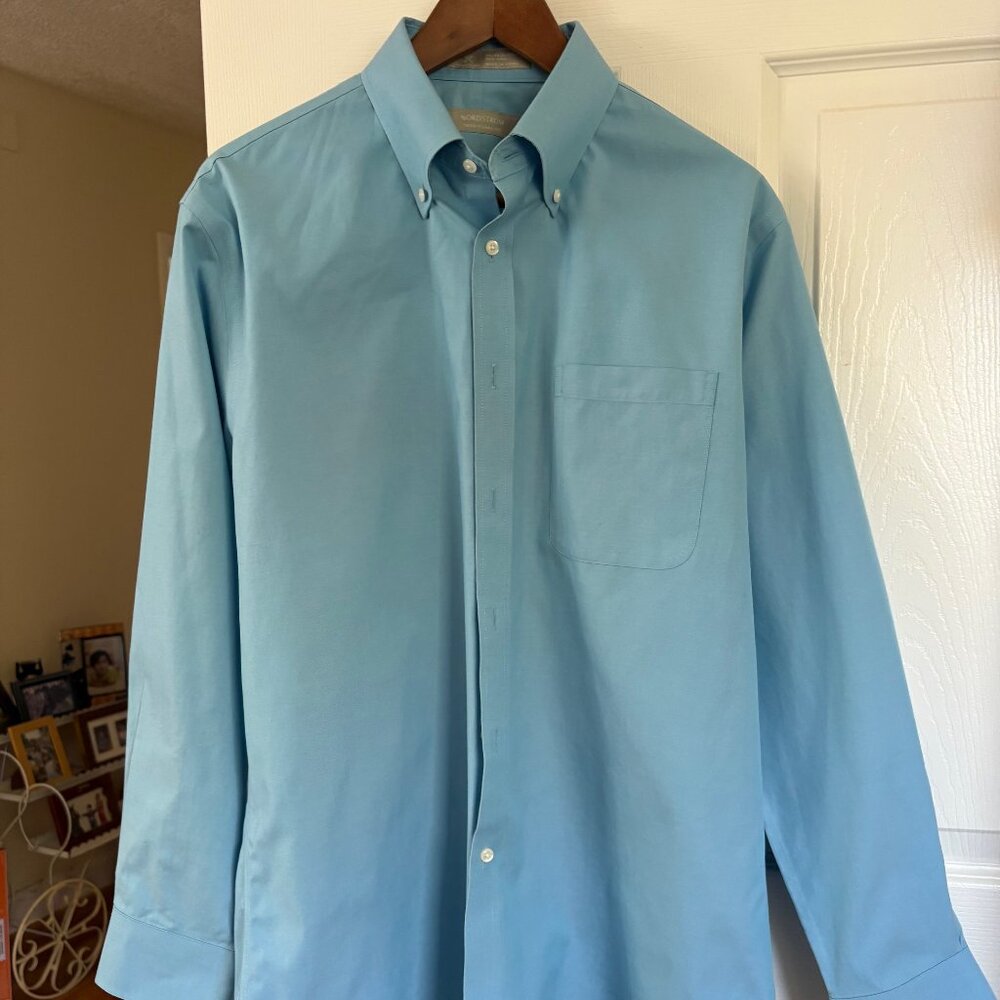 Men's Nordstrom Wrinkle Free Smart Care Traditional Fit Blue Dress Shirt